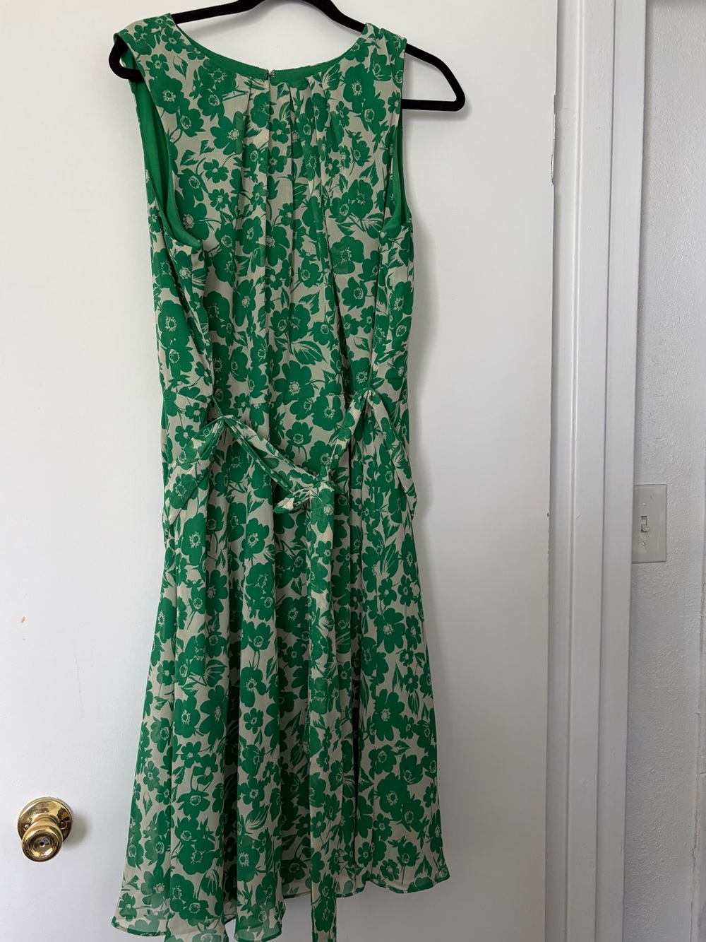Eliza J Green Floral Tie-Waist Midi Dress